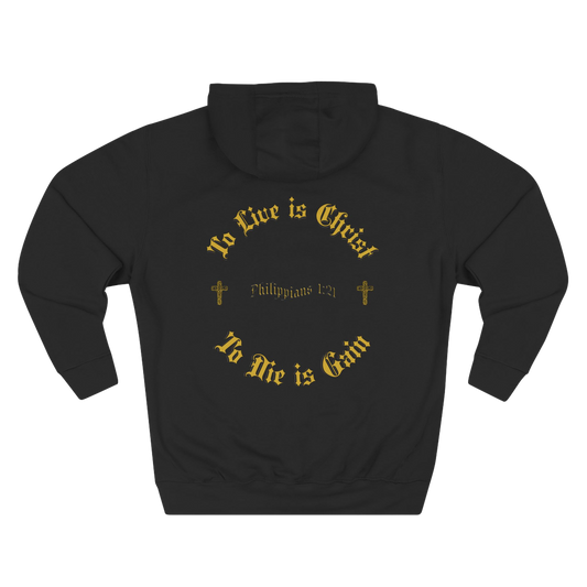 BoundlessFaith - To Live is Christ, To Die is Gain - Christian Apparel Hoodie BLACK - TRUE Apparel of God