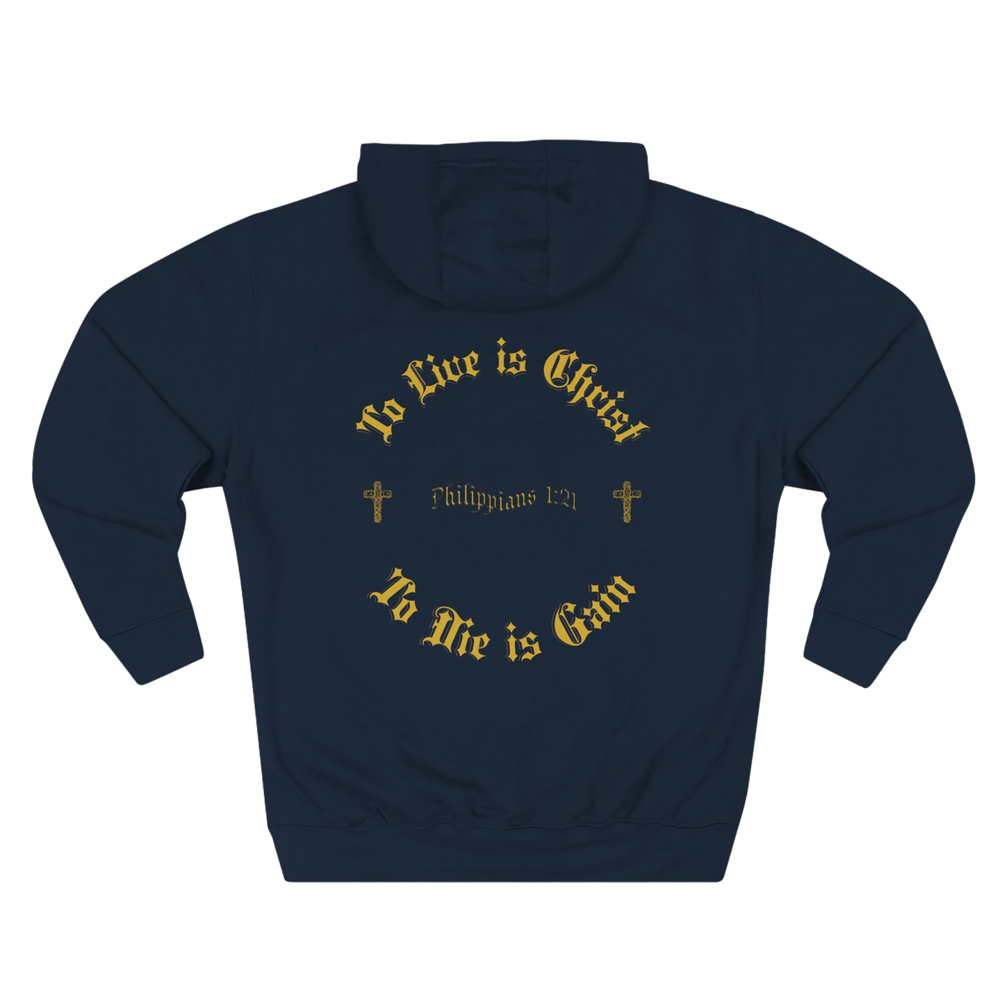 BoundlessFaith - To Live is Christ, To Die is Gain - Christian Apparel Hoodie BLUE - TRUE Apparel of God