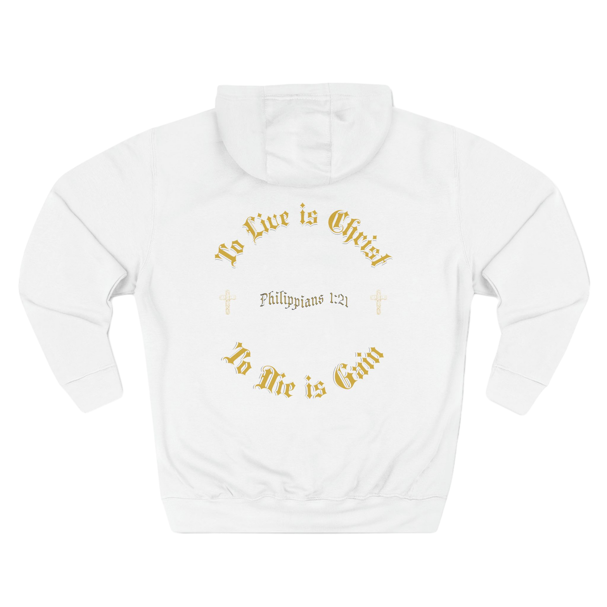 BoundlessFaith - To Live is Christ, To Die is Gain - Christian Apparel Hoodie WHITE - TRUE Apparel of God