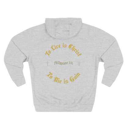BoundlessFaith - To Live is Christ, To Die is Gain - Christian Apparel Hoodie LIGHT GREY - TRUE Apparel of God