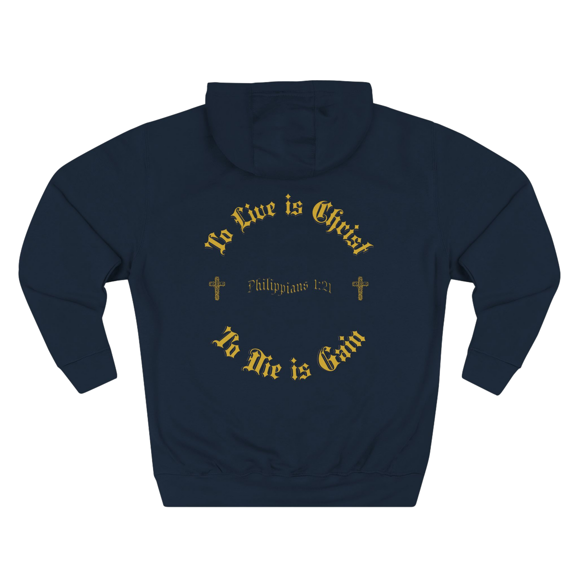 BoundlessFaith - To Live is Christ, To Die is Gain - Christian Apparel Hoodie BLUE - TRUE Apparel of God