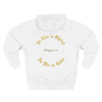 BoundlessFaith - To Live is Christ, To Die is Gain - Christian Apparel Hoodie WHITE - TRUE Apparel of God